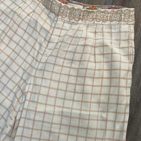 ELEVENSES- Linen Windowpane Wide leg Pant Size 8 - Picture 7 of 9